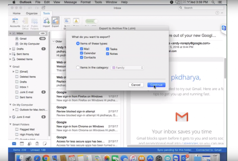 location of outlook 2016 for mac files